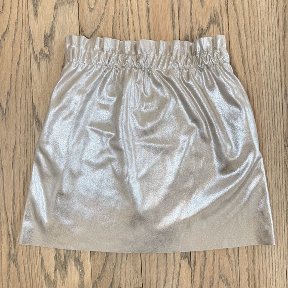Zara Knit Silver Metallic Mini Pull On Elastic Waist Skirt with Pockets Size S - Picture 5 of 13